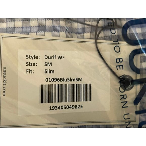 NWT UNTUCKit Durif • Wrinkle Free | Button Up • Blue Check | Men's Small - Slim - Picture 5 of 6